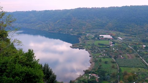 Views on the volcanic lake with beautiful scenery and sights on the surrounding small towns