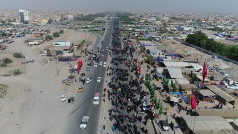 The road to Karbala iraq  on foot to commemorate the annual rituals of the martyrdom of Imam Hussein, in november,21,2018 peace be upon him, on Ashura