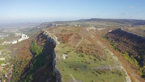 Aerial, Ovech Fortress, Bulgaria. Graded and stabilized version. Watch also for the native material, straight out of the camera.