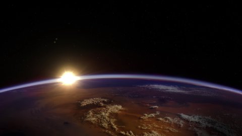 Sunrise seen from Space. Elements of this Video furnished by NASA. 4K Resolution.