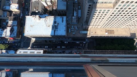 Looking down from tall building in Downtown Brooklyn NYC.