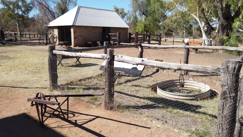 Buildings of the old telegraph station in Alice Springs town. An historic landmark in Alice Springs, Northern Territory, Central Australia. Outback Red Center desert.