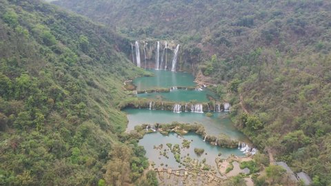 Jiulong Waterfall (Yunnan) in Luoping County, Yunnan ,China (aerial view)