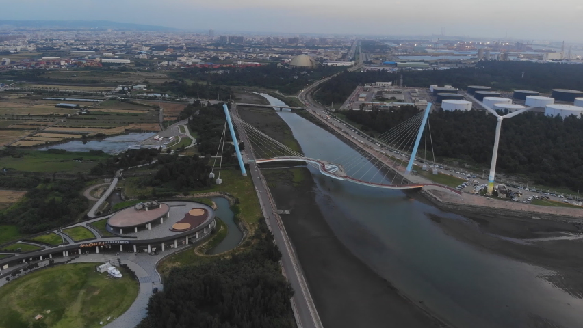 The Grand Canal Park along the Jinghang Grand Canal in Wuxi, Jiangsu Province, China (aerial photography)