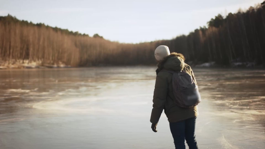 The general plan where the guys skate on the frozen lake. Winter