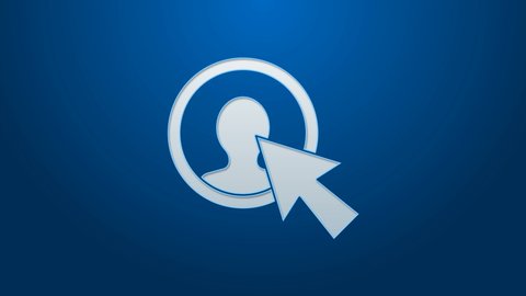 White line User of man in business suit icon isolated on blue background. Business avatar symbol - user profile icon. Male user sign. 4K Video motion graphic animation.