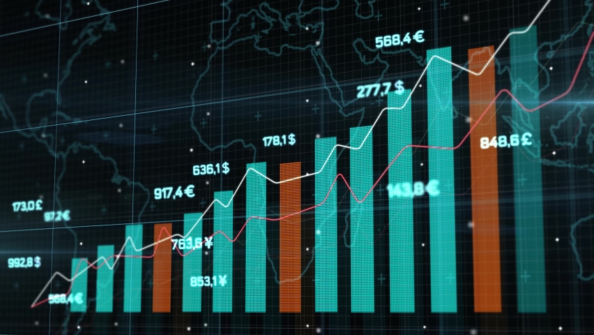 3D animation of rising blue bar graph following the arrow. 4K Financial Growth Concept | Shutterstock HD Video #1064557006