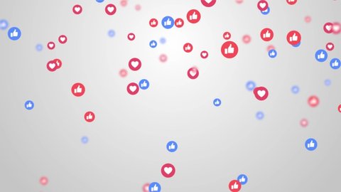 Like button, Love,react emotion icon animated with green screen. Social media Animation like icons motion background. Social love hearts icons like particles on isolated background
