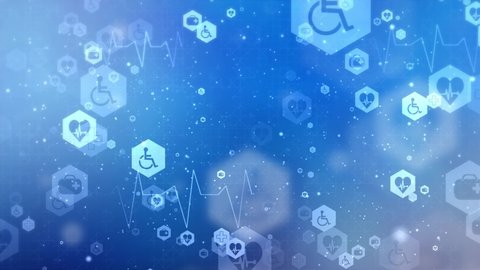 Abstract medical Loop background animation with flat icons and symbols. Idea for health care technology, innovation medicine, health, science and research healthcare technology, innovation health.