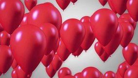 Ballons Flying up White Background Seamlessly loopable Animation With Alpha Channel. Valentine's Day Offers, Personal Greeting Card for loved one, Holidays and Celebrations Wedding video.