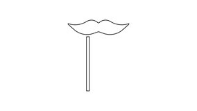 Black line Paper mustache on stick icon isolated on white background. Concept with cardboard carnival mask. Mask for a photo shoot. 4K Video motion graphic animation. - Powered by Shutterstock - Get 15% off with code: PIKWIZARD15
