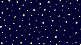 Animated golden stars shine. Vector illustration on the dark blue background.