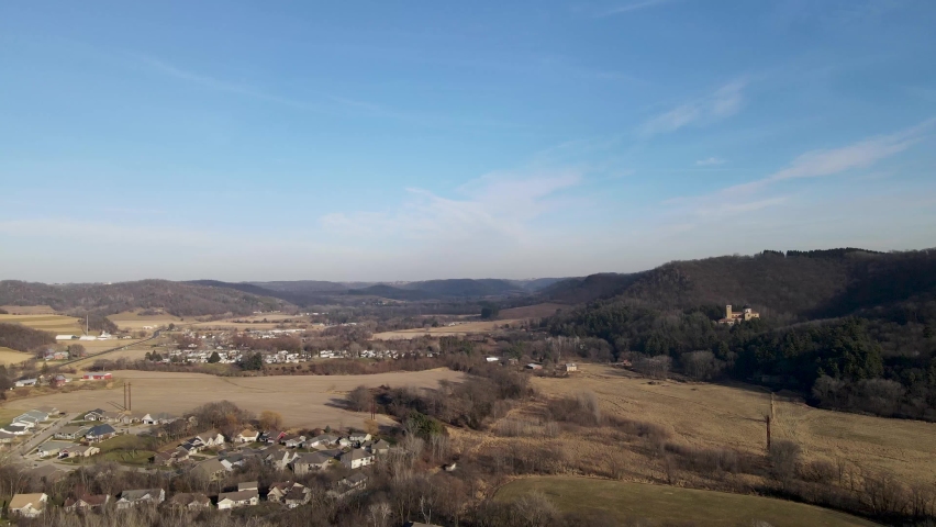 The forest and fields by the city of La Crosse in Wisconsin, USA