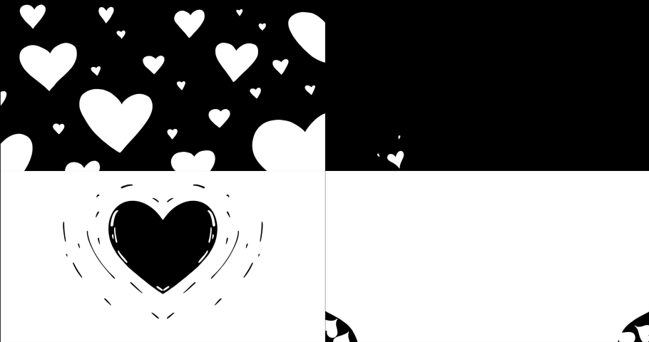 Set of heart transitions. Romantic love hand drawn animated transitions isolated on black background. Alpha Matte included. Black and White Masks Templates in 4K for Editing Footages. | Shutterstock HD Video #1064622562