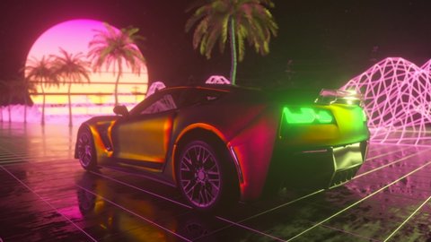 picture Retro Neon Car Backgrounds retro neon car stock video footage 4k