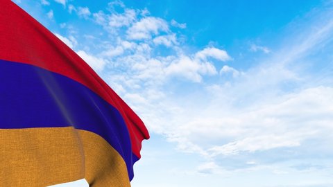 Armenian flag waving in the sky