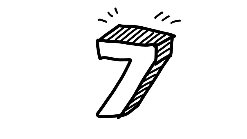 Cute Hand Draw Number  7 seven Sketch Animation