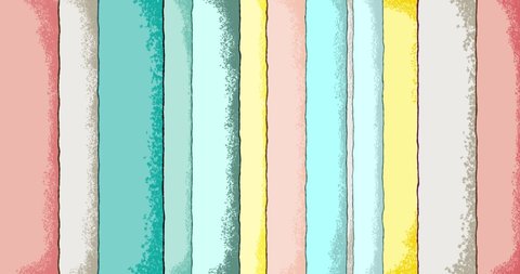Endless simple background of cartoon stripes in pastel colors. Modern minimalistic hipster background made of animated ribbons with painted shadows.
