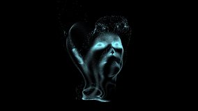 Glowing particles formation Head. Futuristic hologram 3d model. Face in the form of a particles. - Powered by Shutterstock - Get 15% off with code: PIKWIZARD15