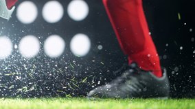 Super slow motion of soccer player kicking the ball. Filmed on high speed cinema camera, 1000fps. - Powered by Shutterstock - Get 15% off with code: PIKWIZARD15