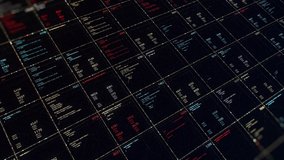 Cells with digital data. Animation. Spreadsheet with digital dates arranged in cells on dark background. Generated digital data in cells - Powered by Shutterstock - Get 15% off with code: PIKWIZARD15