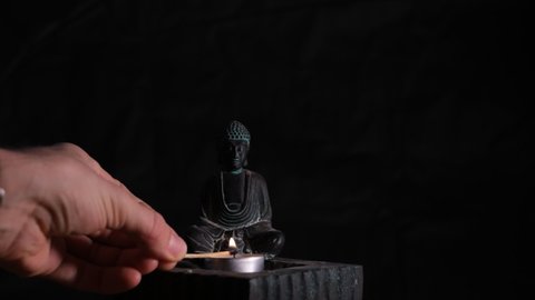 Buddha in Smoke, Slow Motion 4K material