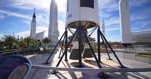 MERRITT ISLAND, FL, USA - DECEMBER 26, 2020: Motion video nasa rockets at the Kennedy Space Center 4k