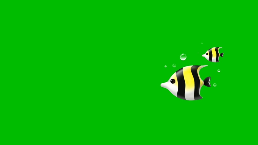Green screen chroma key of Two cartoon beautiful fishes. | Shutterstock HD Video #1064684608