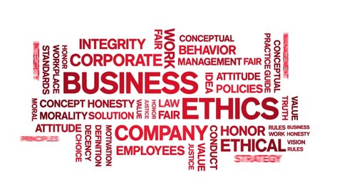 4k Business Ethics Animated Tag Word Cloud,Text Design Animation typography seamless loop. 