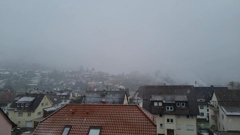 Cloudy winter landscape over the roofs of a city