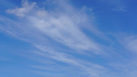 Panorama of peaceful blue sky with white clouds in sunny summer day
