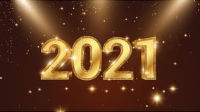 New year 2021. Movable gold sparkle glow. 3D 4K animation