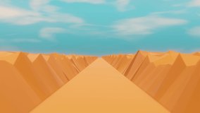 desert passway landscape background surround blue sky and the sun shining to the floor., Looping 4K video
