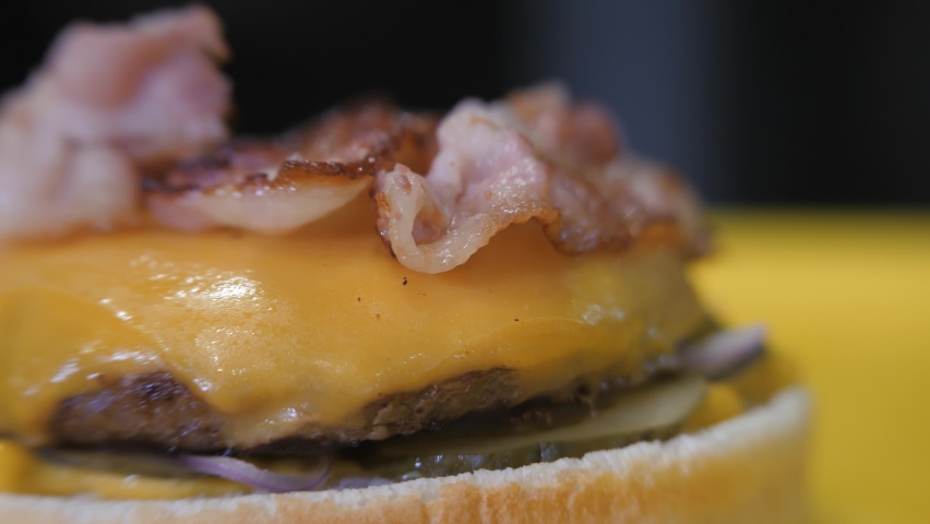 Assembly of the Burger. fast food.