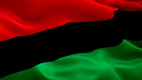 Pan-African flag video. 3d UNIA flag waving video. Sign of Afro-American seamless loop animation. US UNIA flag HD resolution Afro-American Background. Afro-American rights flag Closeup 1080p Full HD v