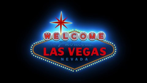 Las Vegas sign lights over black background