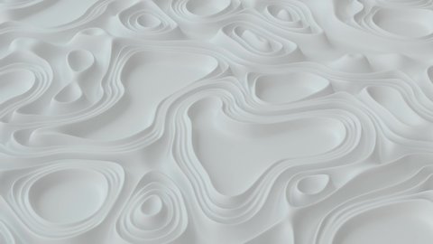 Abstract minimalistic background with white noise wave field. Detailed displaced surface. Modern background template for documents, reports and presentations. Sci-Fi Futuristic. 3d loop animation