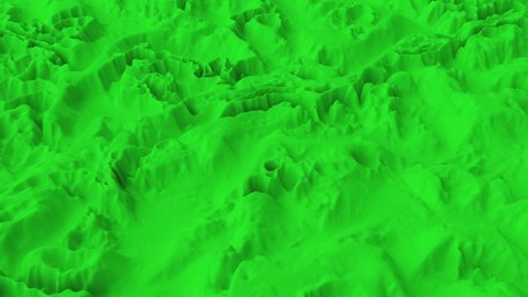 Abstract background with green landscape noise wave field. Detailed displaced surface. Modern background template for documents, reports and presentations. Sci-Fi Futuristic. 3d animation 