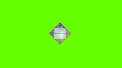 Diamond Gemstone on Green Screen Background 4K Animation. Rotating Crystal Diamond Motion Graphics With Green Matte.