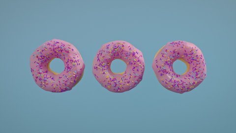 Pink frosting donuts on a blue background