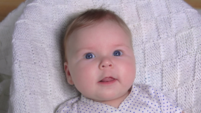 Happy Cute Blue Eyed Baby Is Stock Footage Video 100 Royalty Free Shutterstock