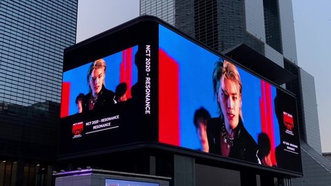 Seoul, South Korea - December 12 2020: K-pop Artist NCT Resonance Pt2 Ad on Coex Digital Billboard at Samseong-dong