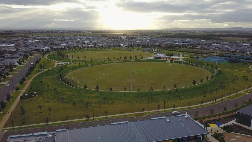 Aerial View of Rugby Court, play ground in Craigieburn, Melbourne, Victoria, Australia