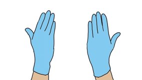 2d animation . Video of a person removing gloves from hand animation . rotoscoping animation removing gloves