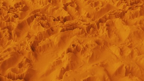 Abstract background with orange landscape noise wave field. Detailed displaced surface. Modern background template for documents, reports and presentations. Sci-Fi Futuristic. 3d animation 