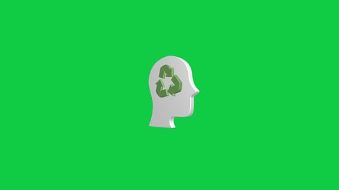 Green Thinking 3D Animated Icon on Green Screen Background. 4K Animated 3D Icon to Improve Your Project and Explainer Video.