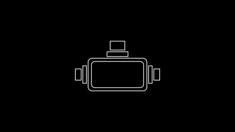 White line Virtual reality glasses icon isolated on black background. Stereoscopic 3d vr mask. 4K Video motion graphic animation