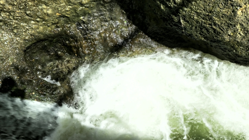 Tanur or Oven Waterfall (21 m)in Ayoun Nature Reserve, by the town of Metula, Upper Galilee, Israel. 4K