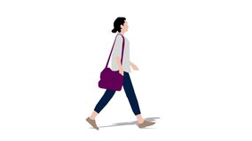 Walking woman (with bag) cartoon animation. Loop animation ( 4K video ). - Powered by Shutterstock - Get 15% off with code: PIKWIZARD15