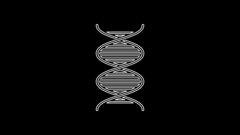 White line DNA symbol icon isolated on black background. 4K Video motion graphic animation